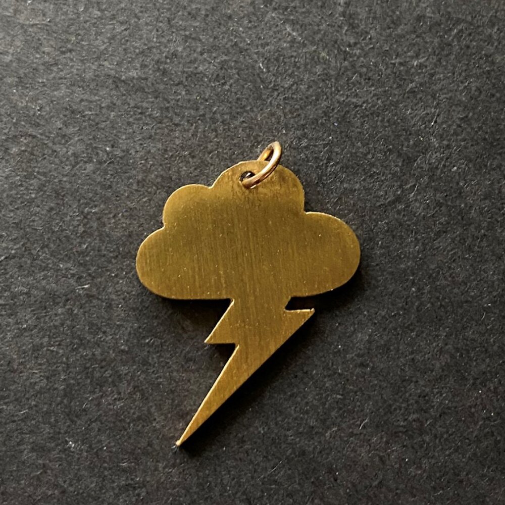 24k gold plated Sterling Silver Storm cloud Lightning Pendant